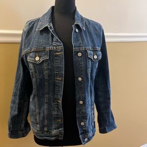 Old Navy dark wash denim jacket size large tall.